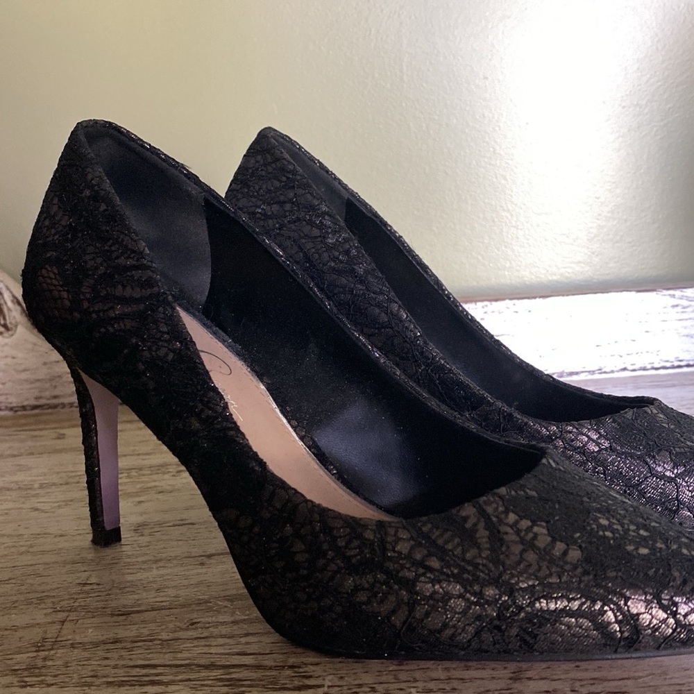 Jessica Simpson Black Lace Heels
